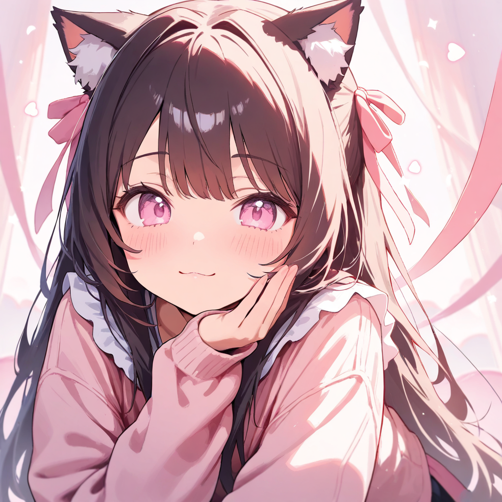 Cherry blossom sweetness kawaii anime girl in white dress with long hair and spring theme